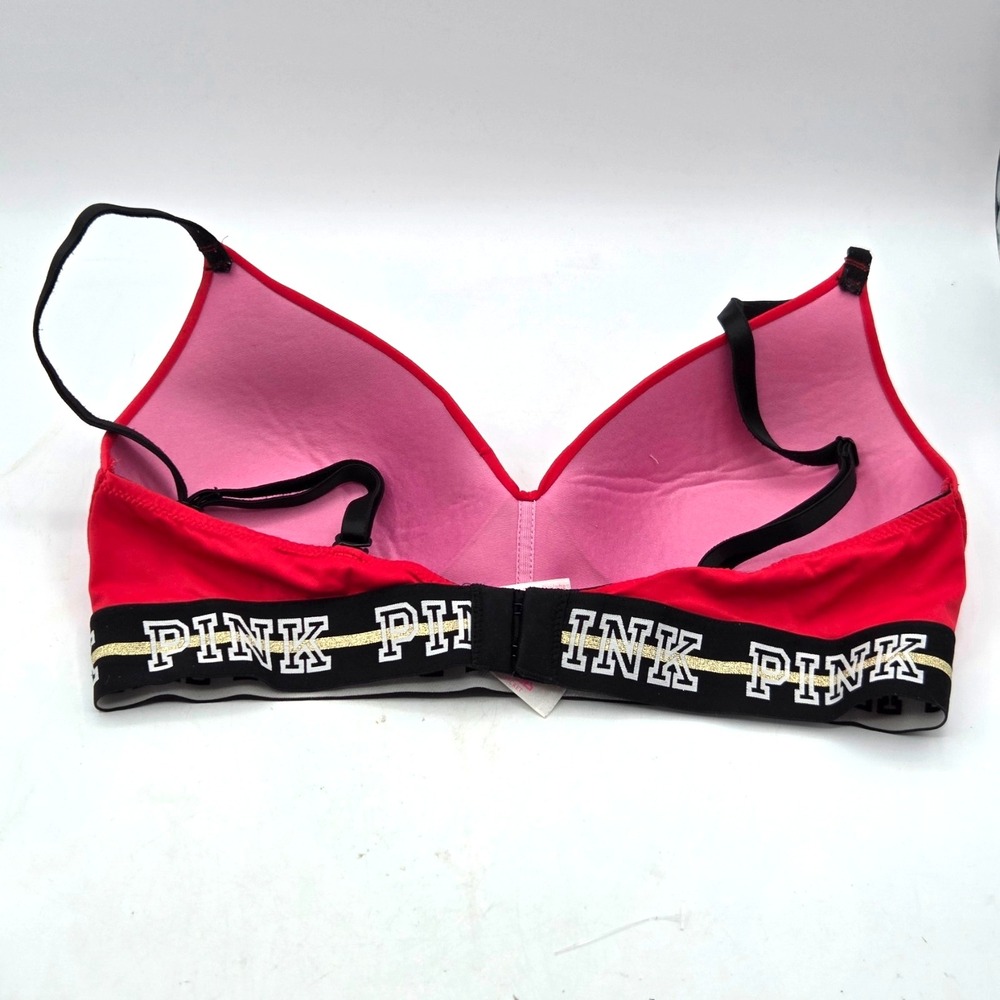 Victoria's Secret PINK Bra Size 34C Red Wear Everywhere Wireless Lightly‎ Lined - Picture 2 of 3